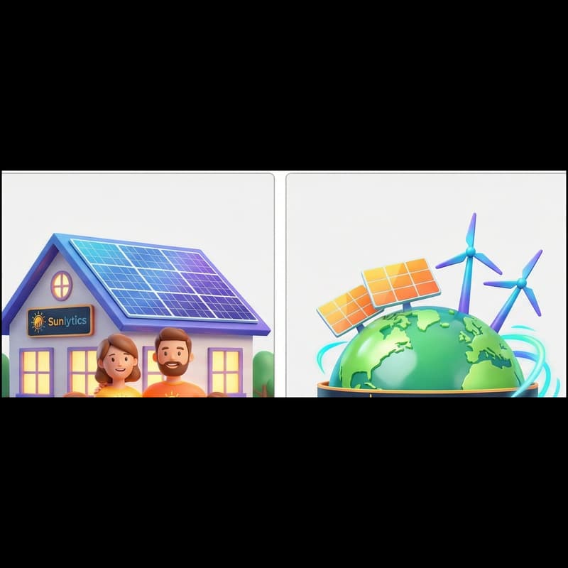 Familie vor Solar-Haus mit Sunlytics